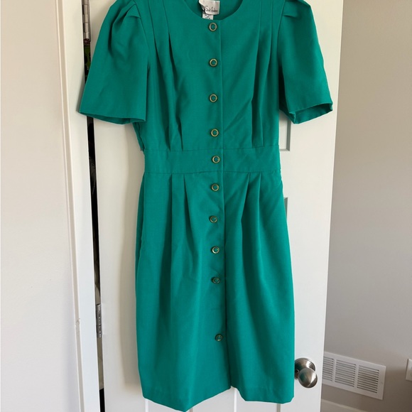 Via Sant Andrea Dresses & Skirts - Vintage Via Sant Andrea Jade Green Button-Front Midi Dress 10P